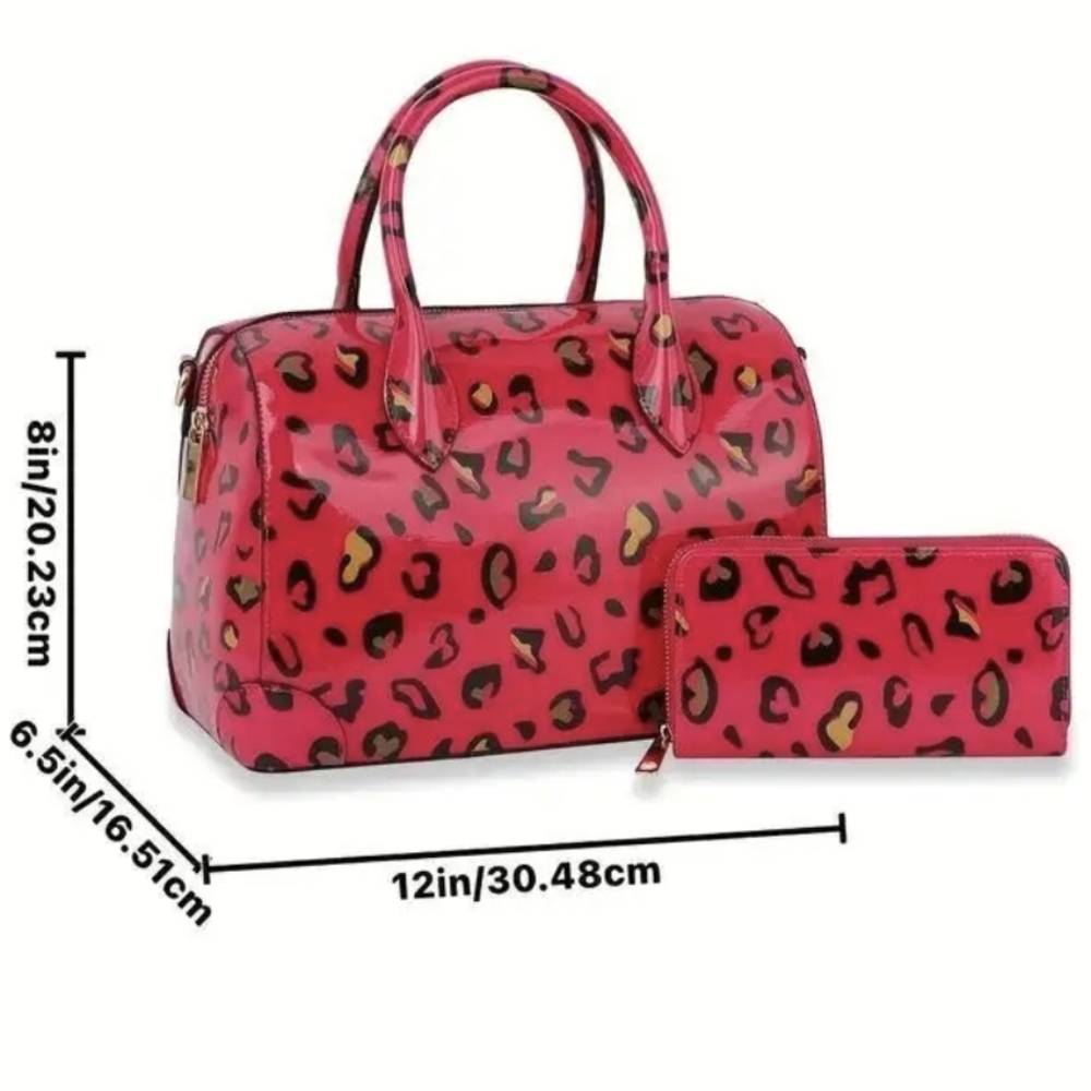 Leopard Print Vegan Leather Boston Bag & Wallet ๐๐๐ - Picture 15 of 15